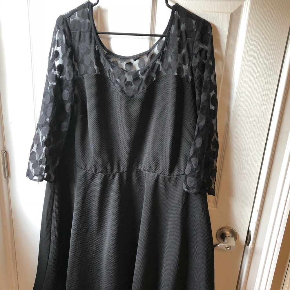 COPY - Black Sheer Dot Sleeve Dress